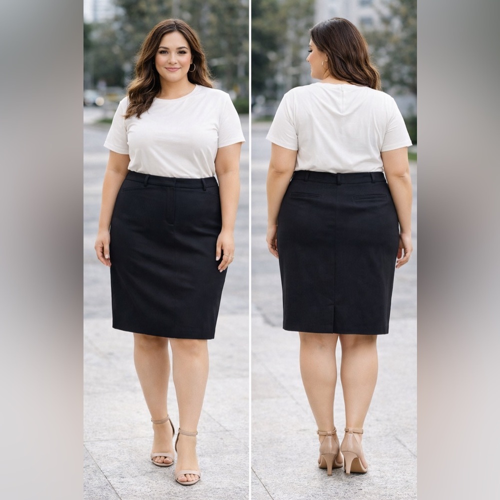 Black Knee-Length Pencil Skirt for Work
